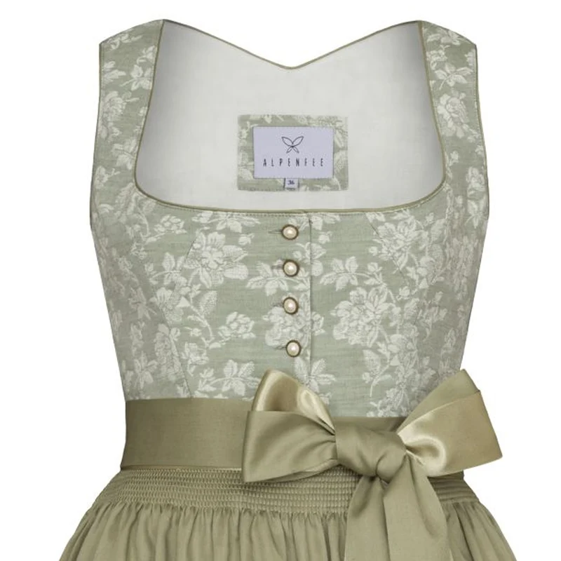Alpenfee Dirndl Alma Mint Grün Blumenmuster 70cm