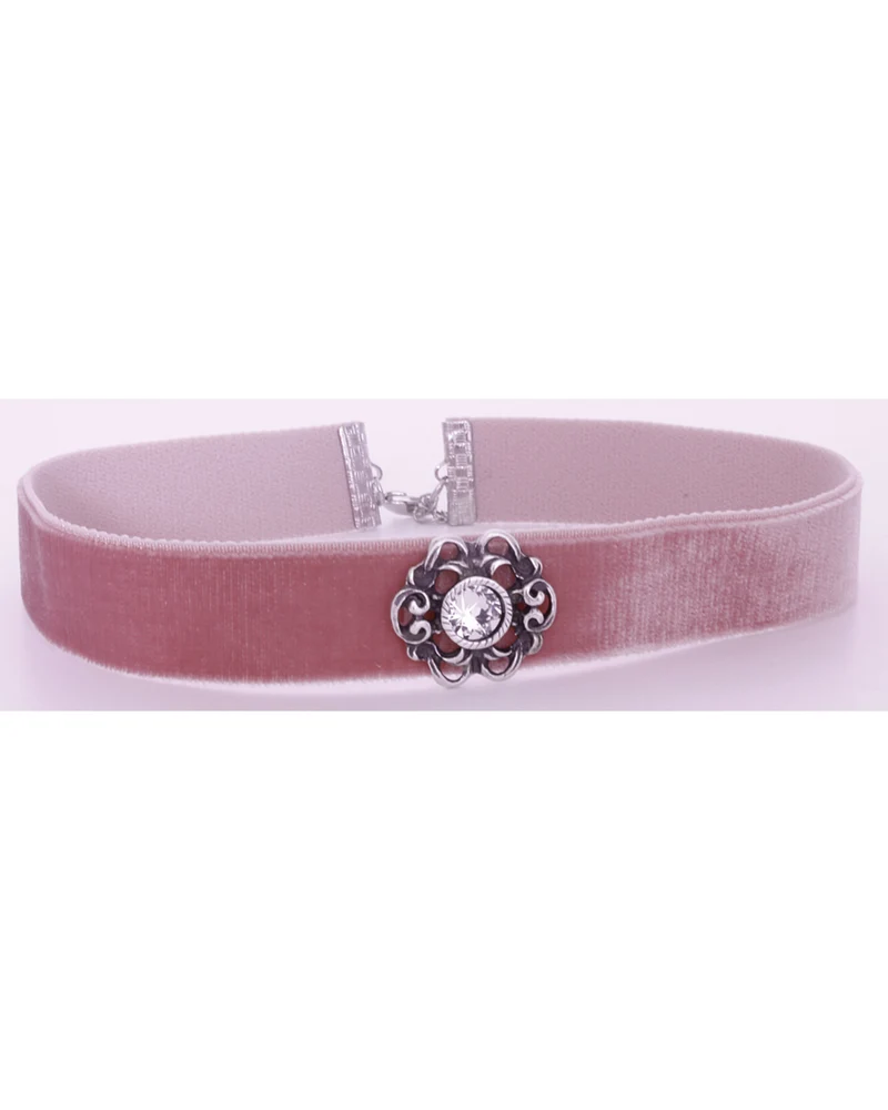 LUISIA® Samt Kropfband Annina mit Ornament und Premium Kristall - Altrosa