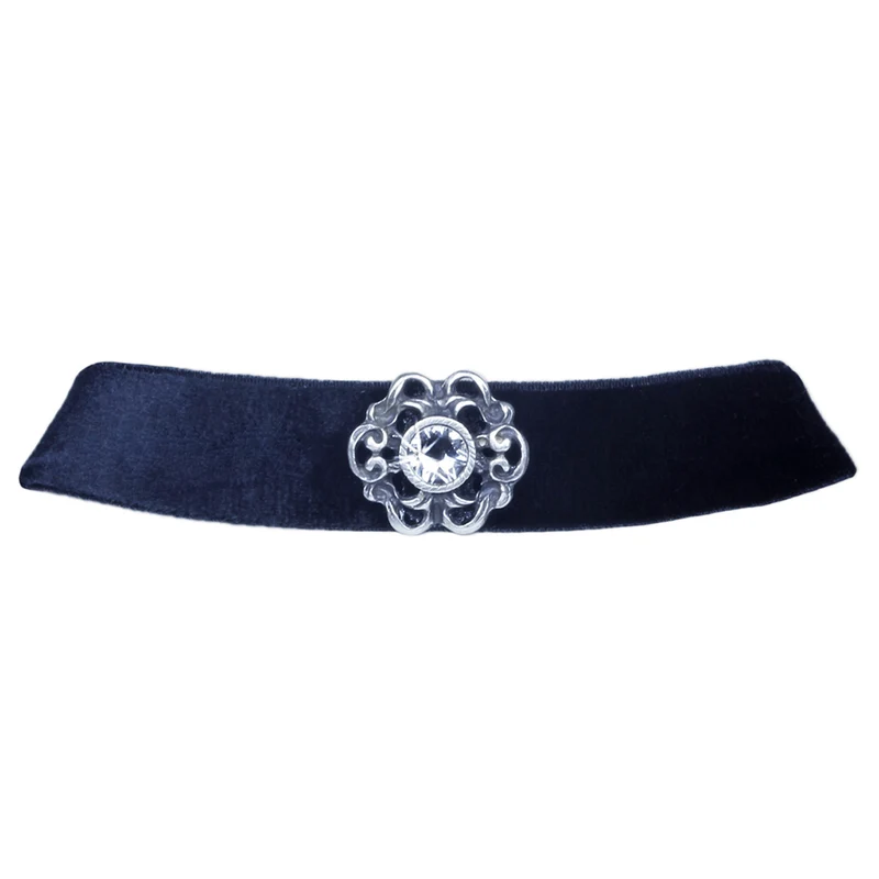 LUISIA® Samt Kropfband Annina mit Ornament und Premium Kristall - Schwarz