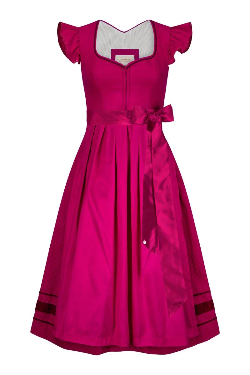 Alpenherz Dirndl mit abnehmbaren Flügelärmel Marie fuchsia