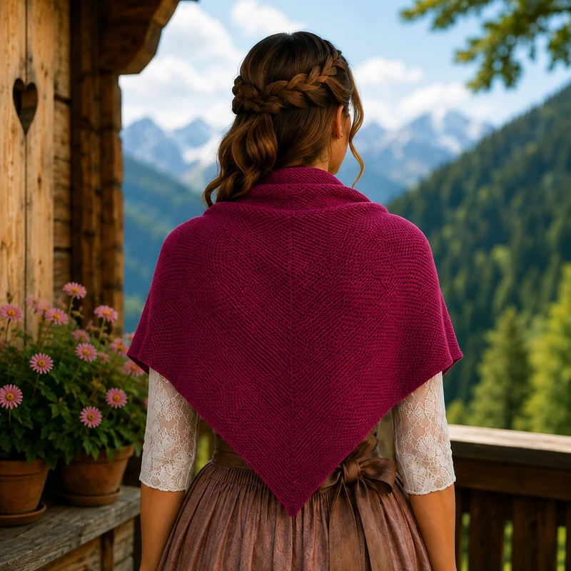 XL Strick Dreieckstuch - Schal 200 x 80 cm | Beere