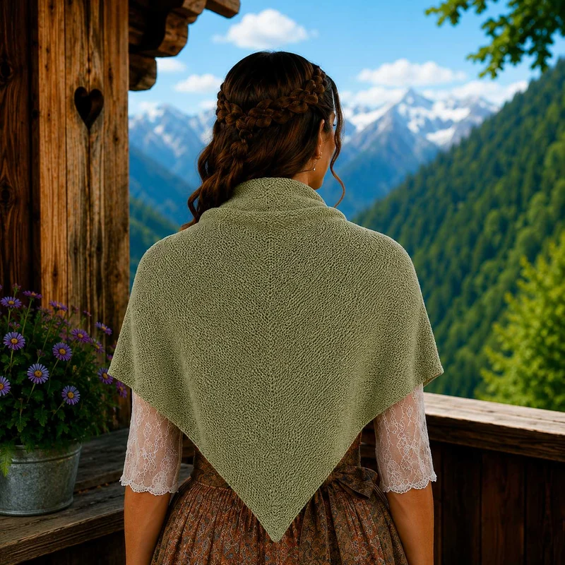 XL Strick Dreieckstuch - Schal 200 x 80 cm | Salbeigrün