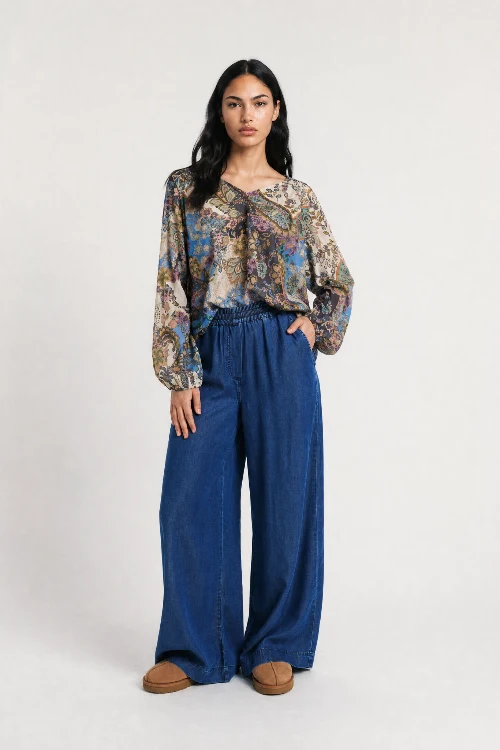 Smith & Soul Bluse saphire print