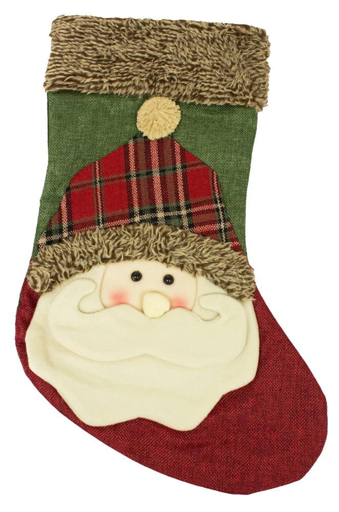 XL Nikolaus Stiefel Weihnachtsstrumpf zum Befüllen 45 cm - 3D Weihnachtsmann Santa