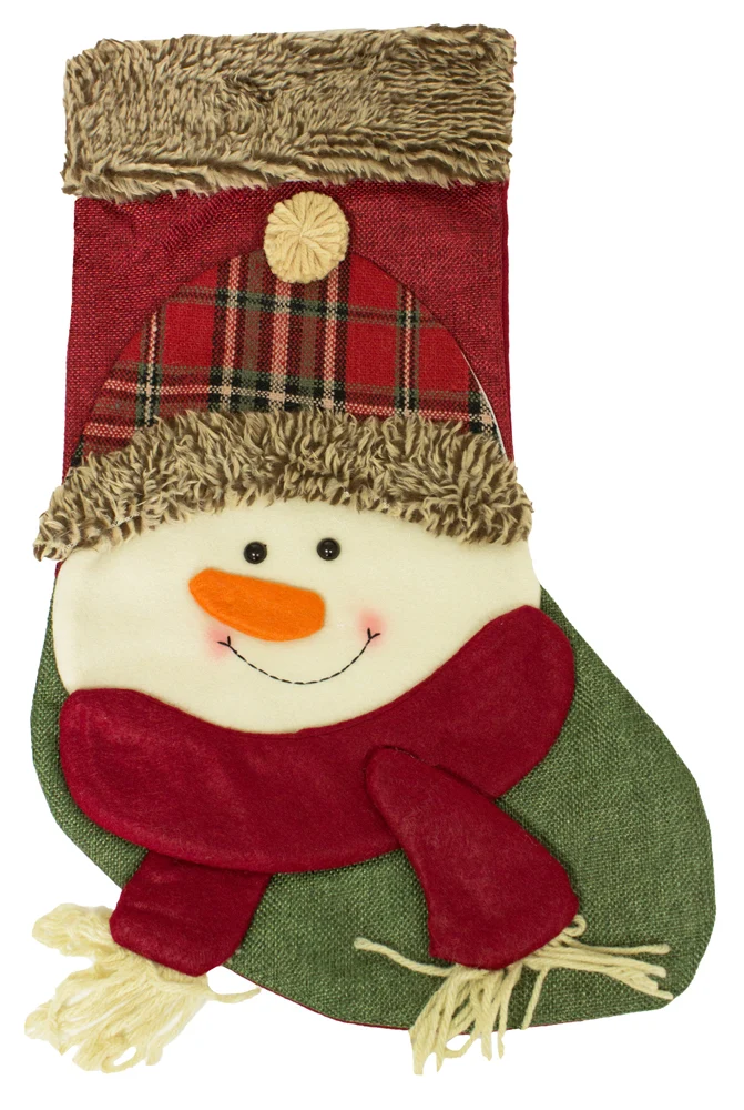 XL Nikolaus Stiefel Weihnachtsstrumpf zum Befüllen 45 cm - 3D Schneemann Santa