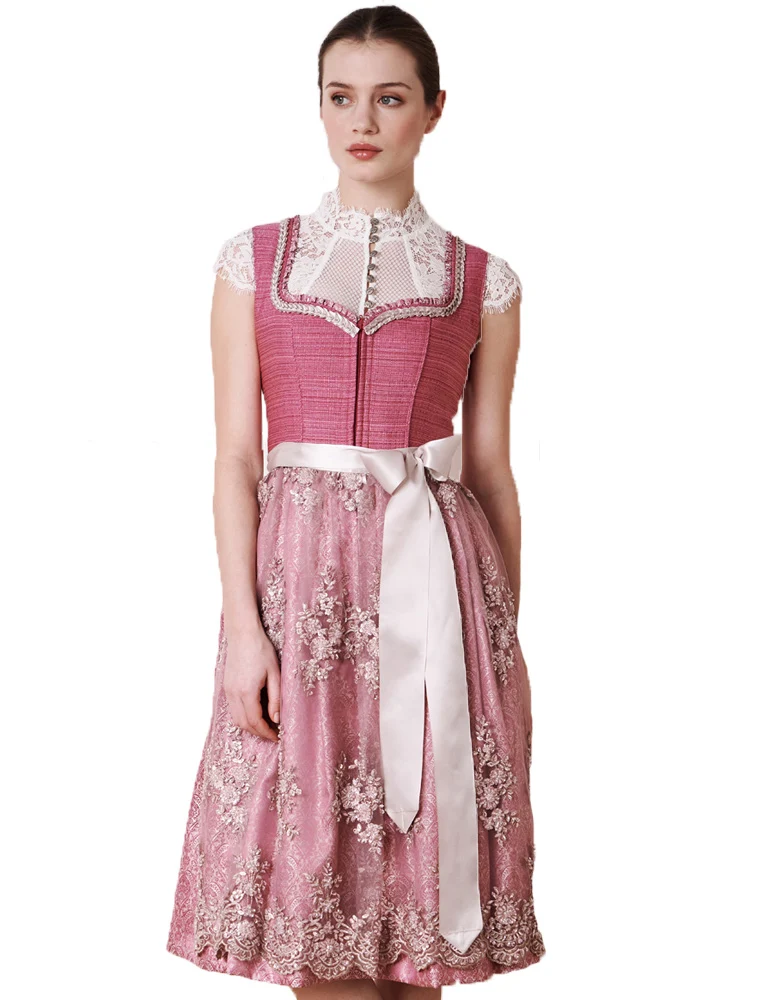 Krüger Dirndl "Pati" mit Spitzenschürze 116165 | Pink 70cm