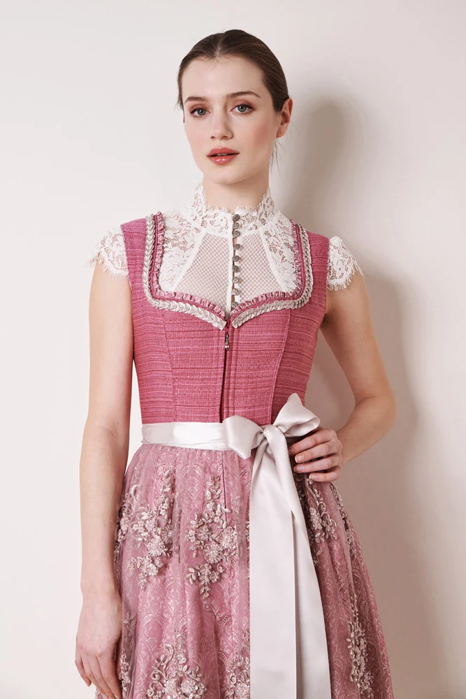 Krüger Dirndl "Pati" mit Spitzenschürze 116165 | Pink 70cm