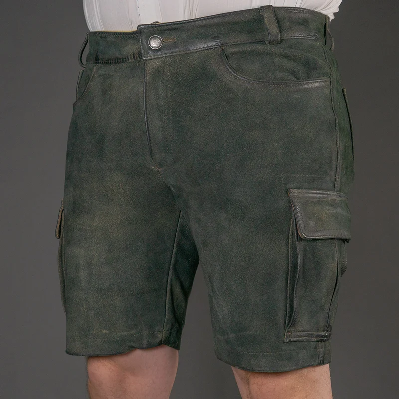 Datschi Trachten Cargo Lederhose Albert Ziegenleder Antik Grey