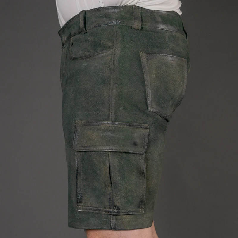 Datschi Trachten Cargo Lederhose Albert Ziegenleder Antik Grey