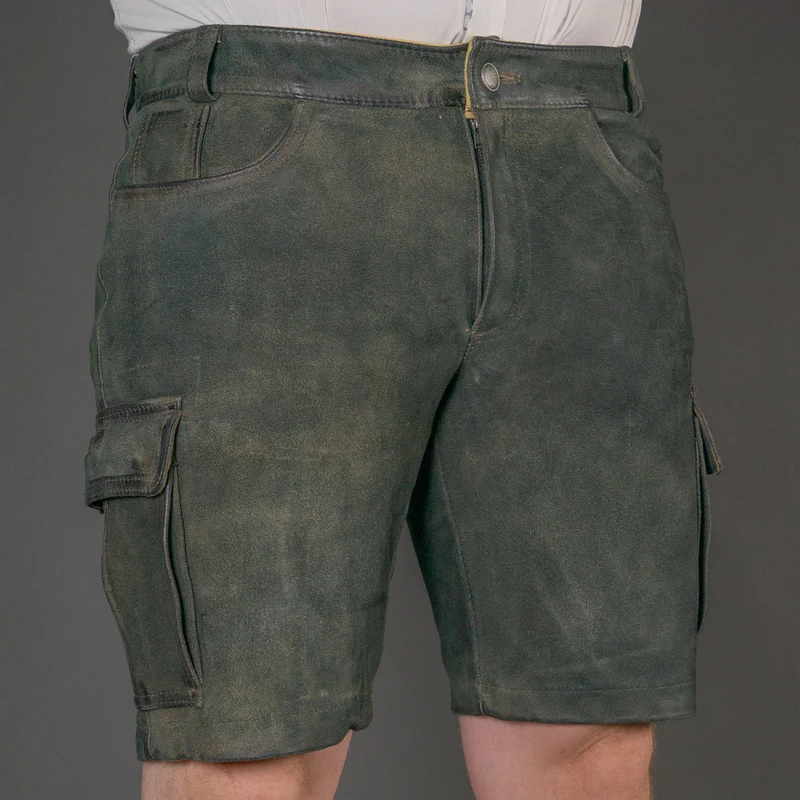 Datschi Trachten Cargo Lederhose Albert Ziegenleder Antik Grey