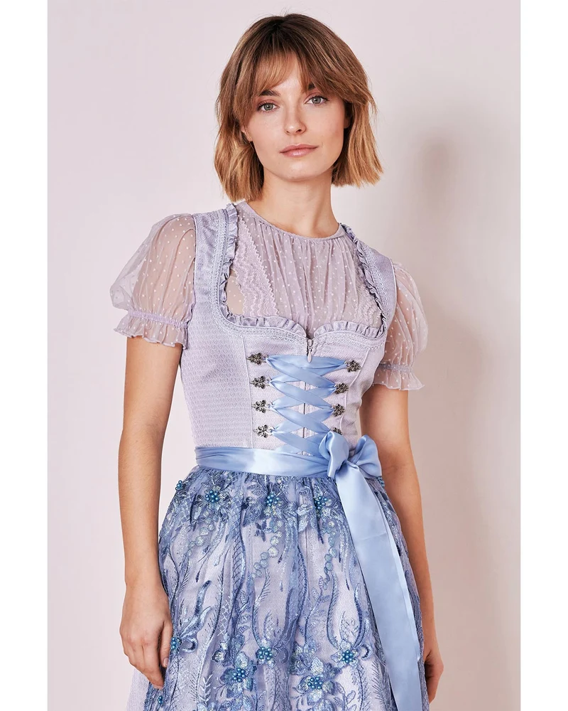 Krüger MADL Dirndl "Karlotta" mit Spitzenschürze 419067 | Hellblau 60cm