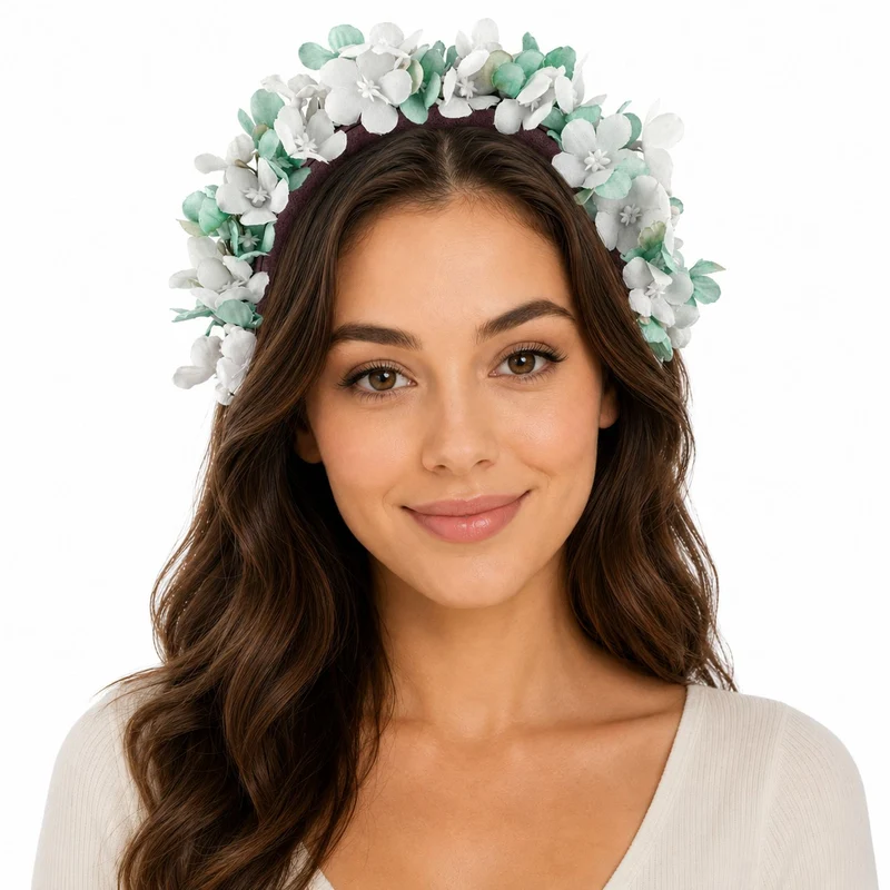 Blumen Haarreif "Marissa" mit zarten Blüten | Hellgrün