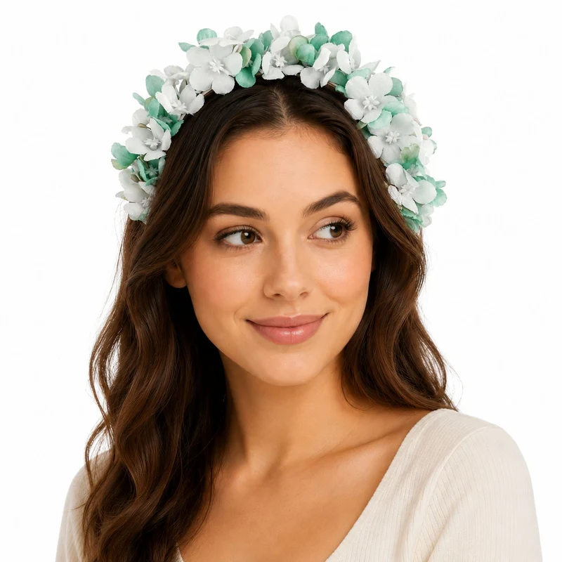Blumen Haarreif "Marissa" mit zarten Blüten | Hellgrün