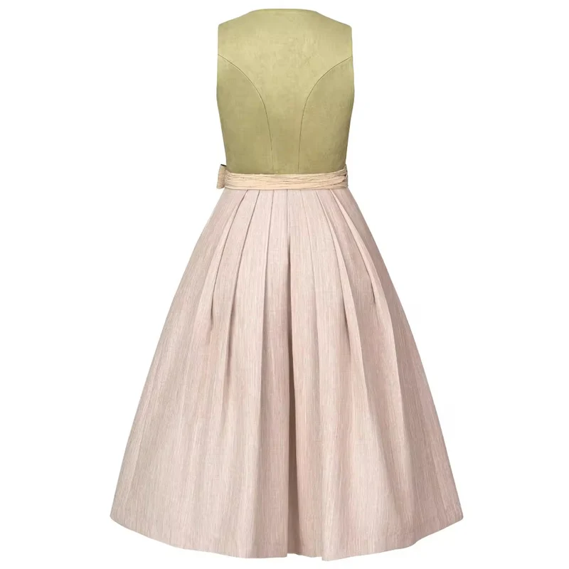 Dirndl Liga Di Bavaria Salbeigrün Velours&Leinen 70cm