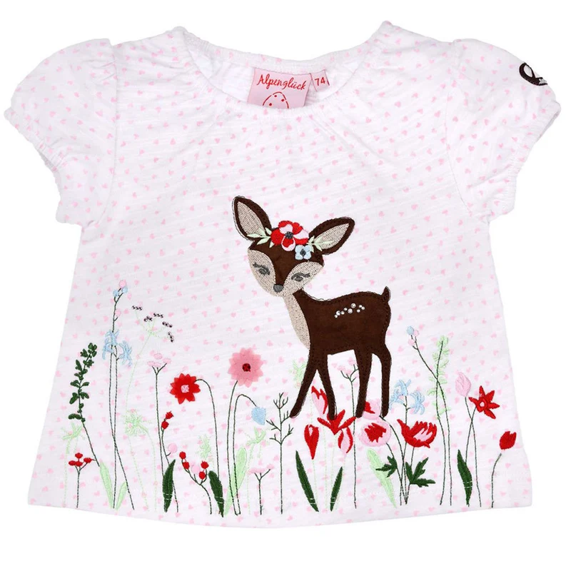 BONDI T-Shirt "Bambi" für Babys und Mädchen 86617 - Weiß / Bunt | Kurzarmshirt