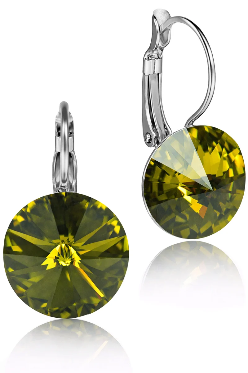 LUISIA® Ohrringe Rivoli mit Kristallen von Swarovski® - 12 mm | Olivgrün