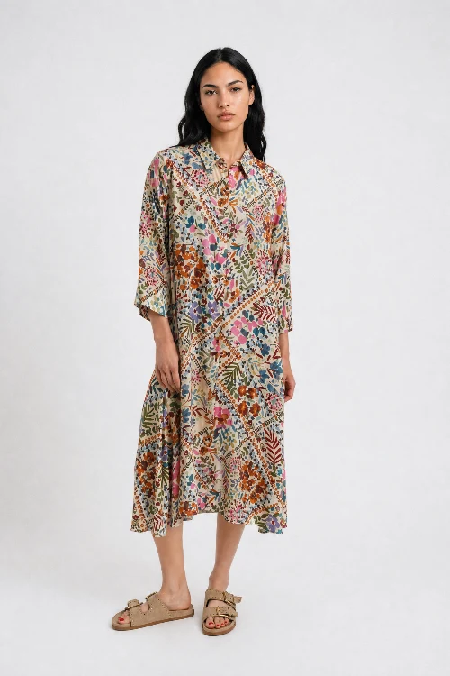 Smith & Soul Hemdblusenkleid beige print