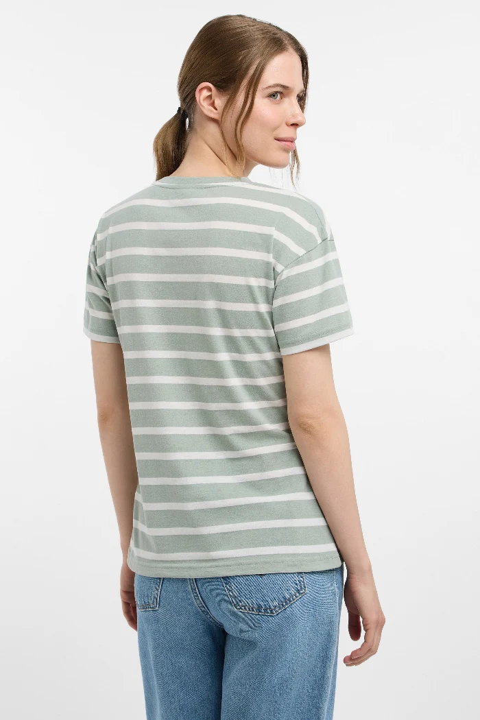 Elbsand T-Shirt Uumi gestreift silt green/cloud white