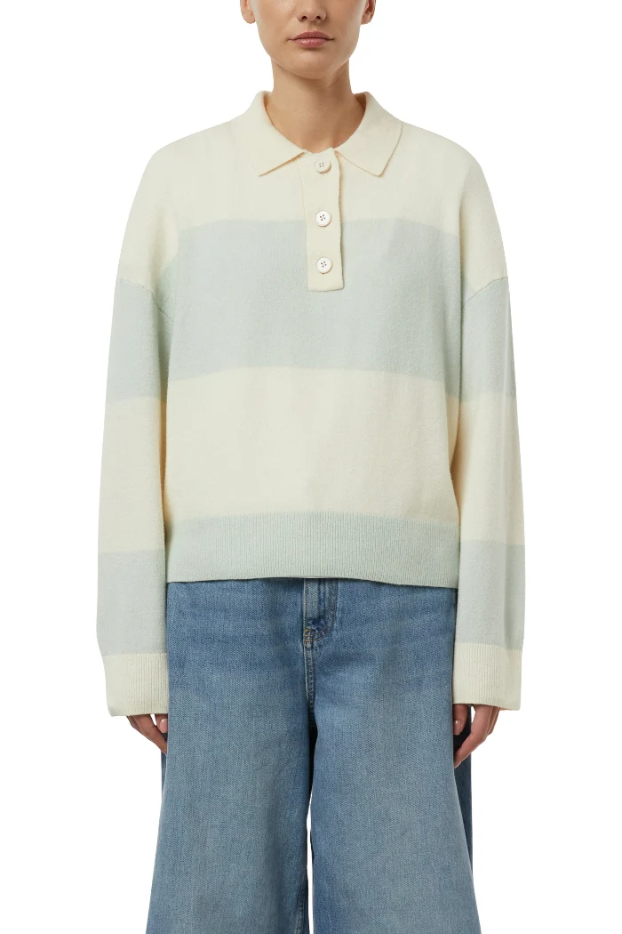 Comma Strickpullover gestreift eggnogg/mercury