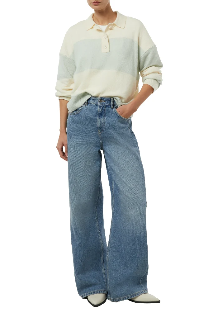 Comma Strickpullover gestreift eggnogg/mercury