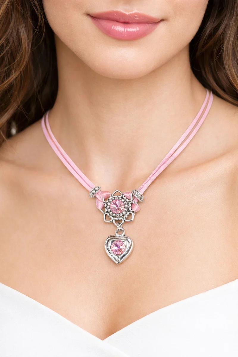 LUISIA® Halskette "Chiara" Herzblüte - Kristalle von Swarovski® | Rosa