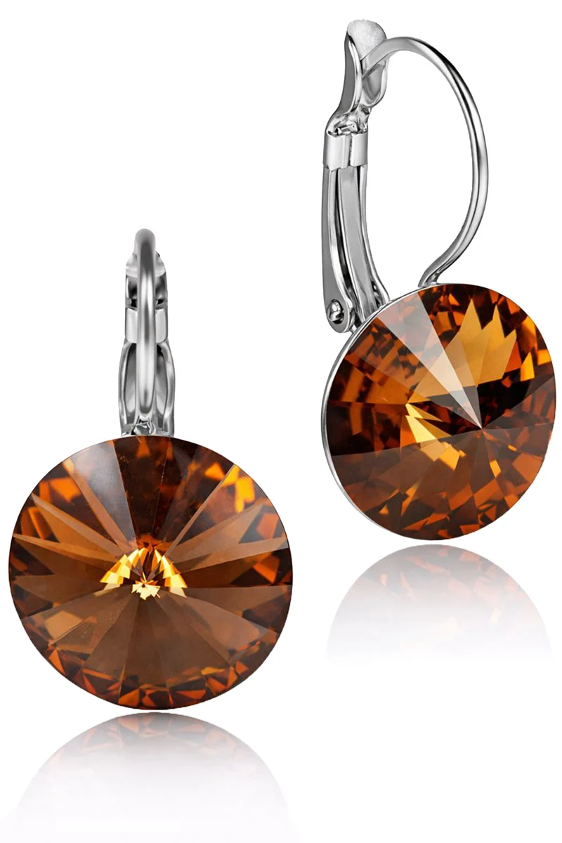 LUISIA® Ohrringe Rivoli mit Kristallen von Swarovski® 14 mm | Smoked Topaz