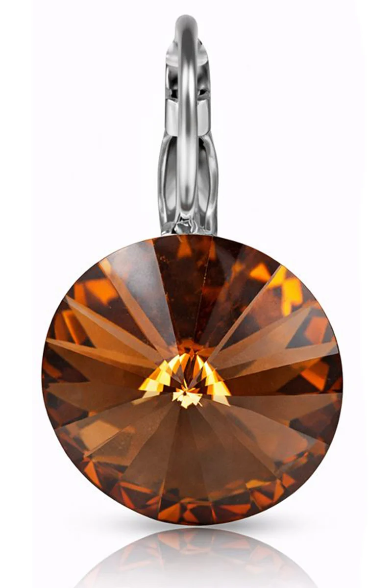 LUISIA® Ohrringe Rivoli mit Kristallen von Swarovski® 14 mm | Smoked Topaz