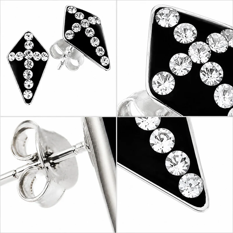 LUISIA® Ohrringe "Kreuz" mit Swarovski® Kristallen | Schwarz - 925 Sterling Silber