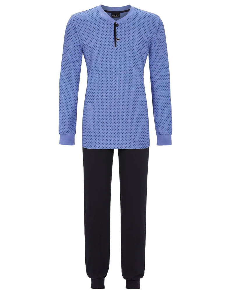 RINGELLA Herren Langarm Pyjama mit Strickbündchen 4541221 | Blau