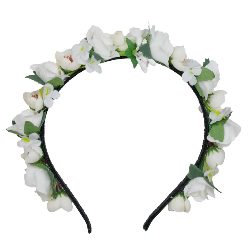 Blumen Haarreif "Sabia" mit Rosen und Blüten | Creme Weiß