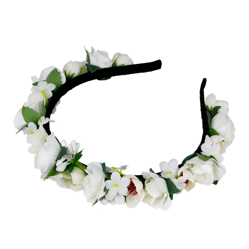 Blumen Haarreif "Sabia" mit Rosen und Blüten | Creme Weiß