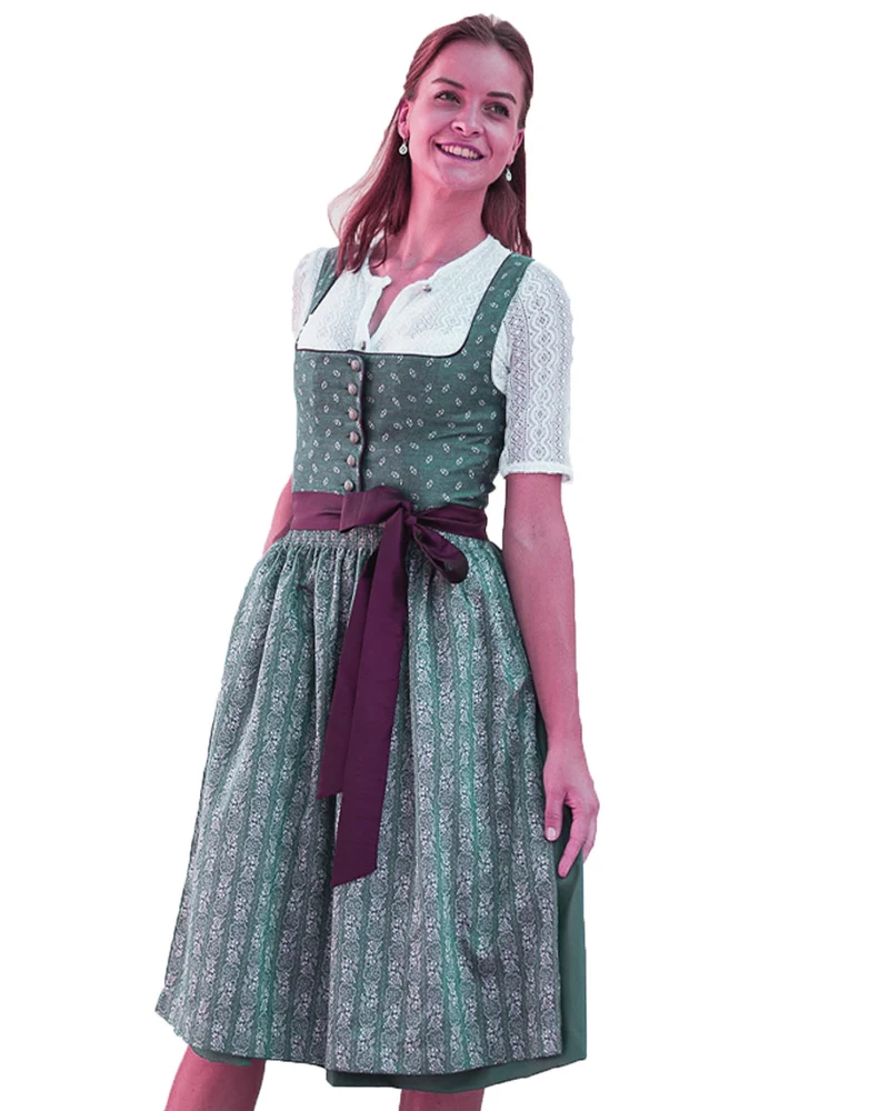 Trachten Deiser Damen Dirndl "Beatrice" Traditionell | Grün - 70cm