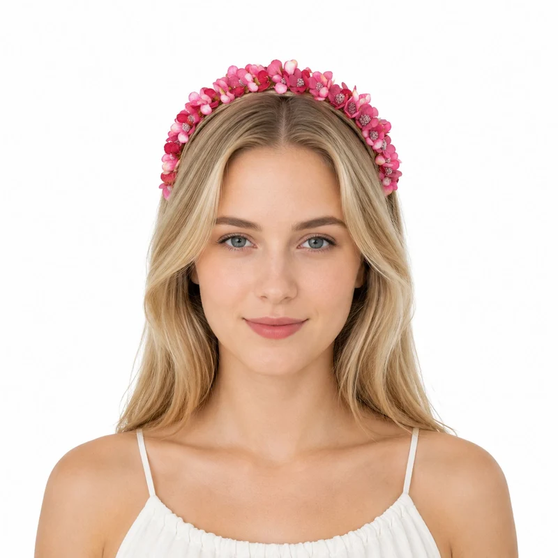 Blumen Haarreif "Elfe" - Schmaler Blütenkranz | Altrosa