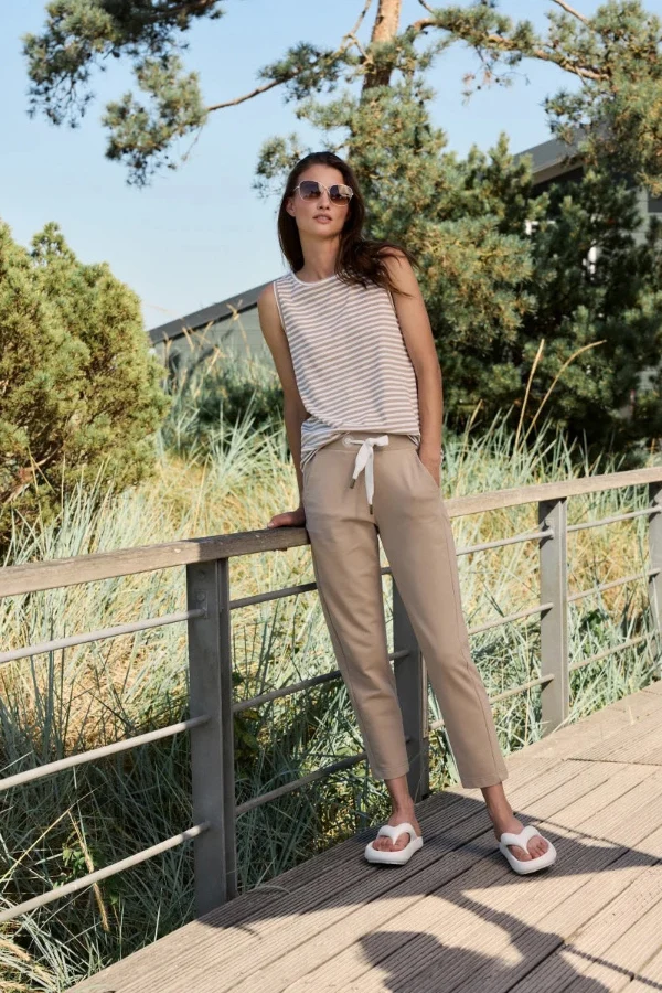 Elbsand Tanktop Maavi gestreift camel/bright white