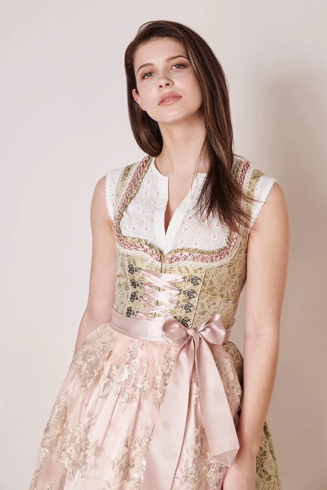 Krüger Dirndl "Florentina" Spitzenschürze 411364 | Hellgrün - 60cm