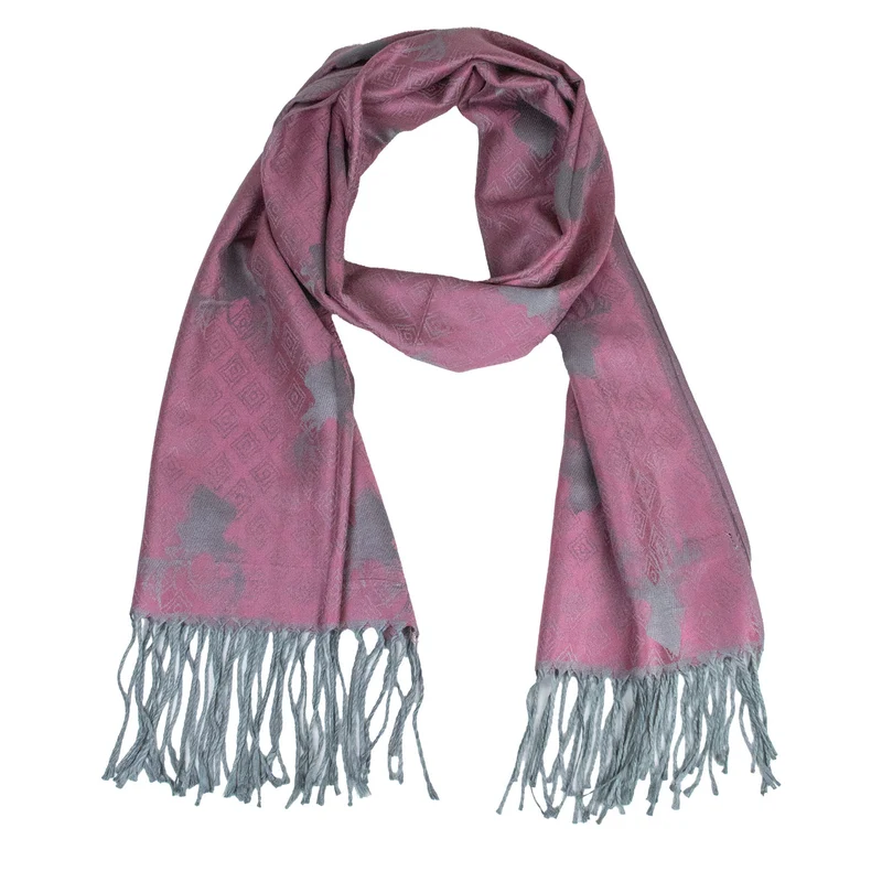 Halstuch Schal mit Hirschkopf Motiv 185 x 70 cm | Rosa / Silber