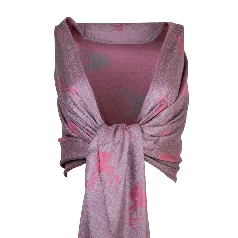 Halstuch Schal mit Hirschkopf Motiv 185 x 70 cm | Rosa / Silber