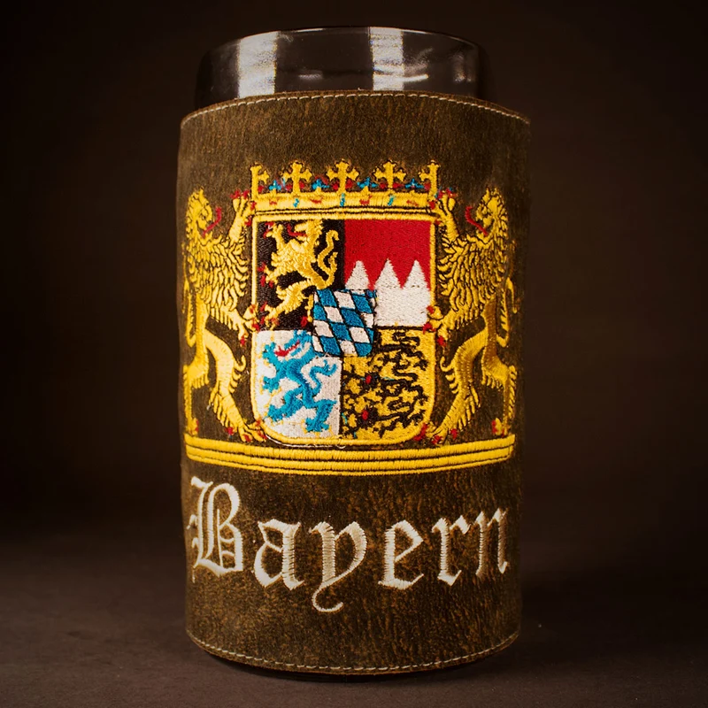 Maßkrug Bayernwappen Leder