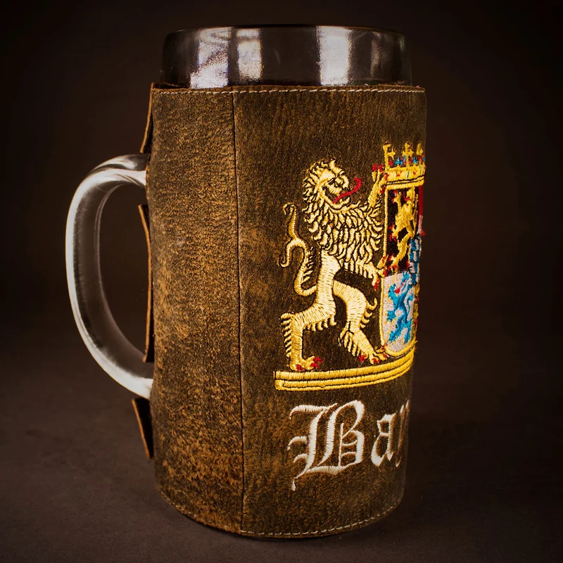Maßkrug Bayernwappen Leder