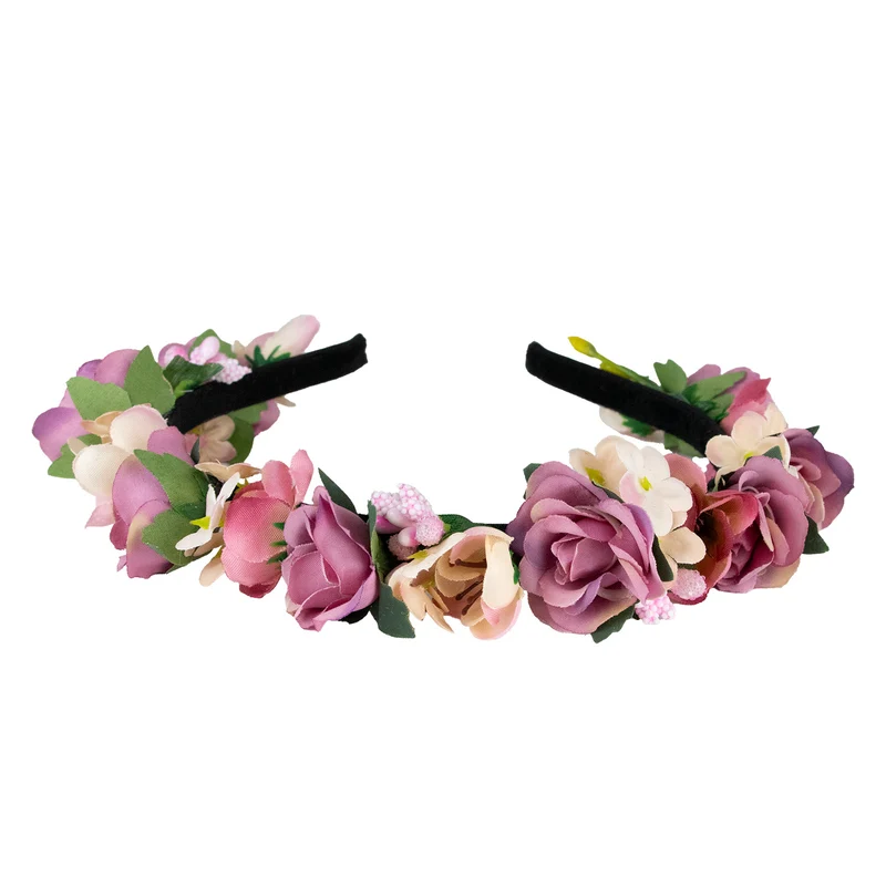 Blumen Haarreif "Sabia" mit Rosen und Blüten | Altrosa Creme