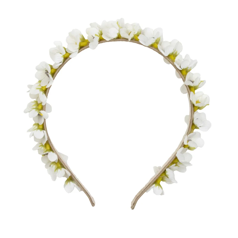 Blumen Haarreif "Elfe" - Schmaler Blütenkranz | Weiß