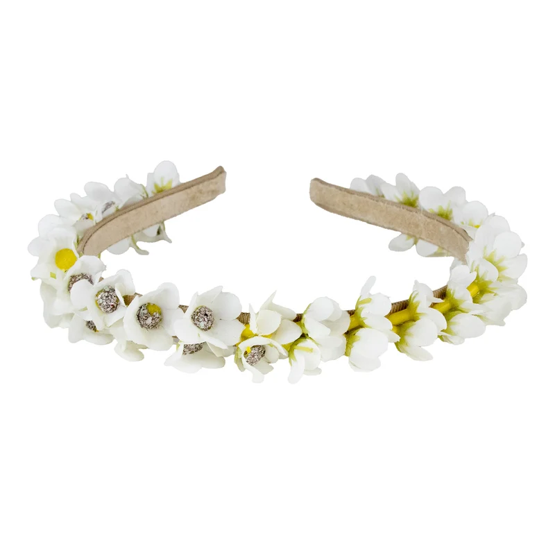 Blumen Haarreif "Elfe" - Schmaler Blütenkranz | Weiß