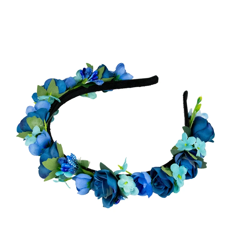 Blumen Haarreif "Sabia" mit Rosen und Blüten | Blau
