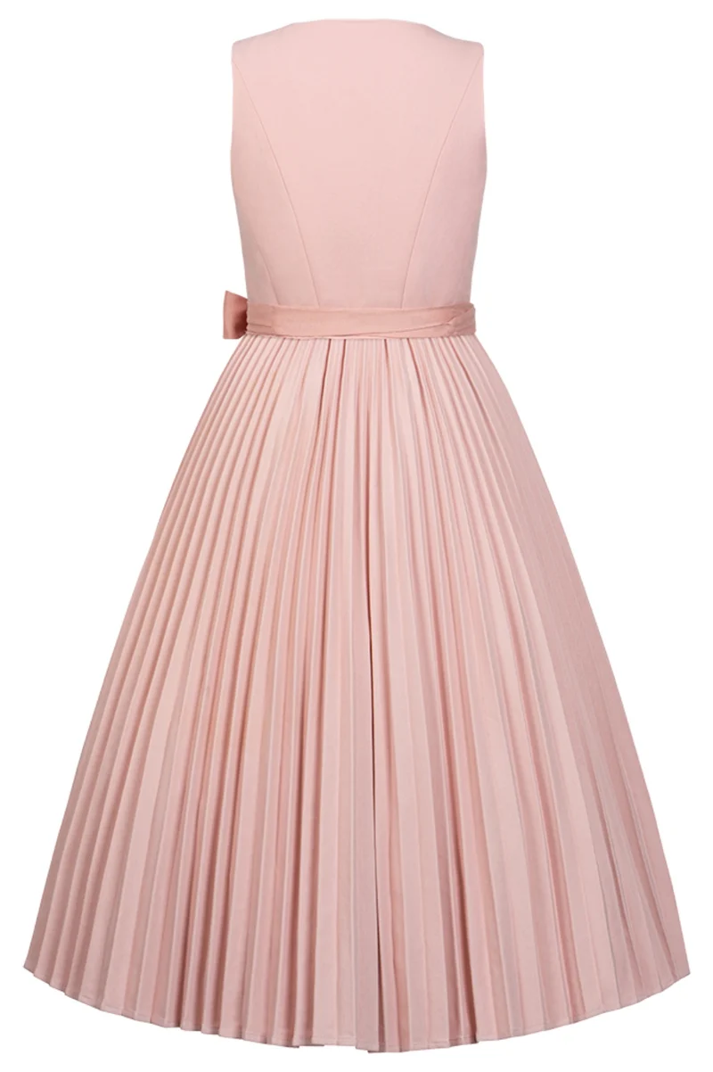 Dirndl Puderrosé Plissee mit TENCEL™-Leinenschürze – 75 cm | LIGA DI BAVARIA