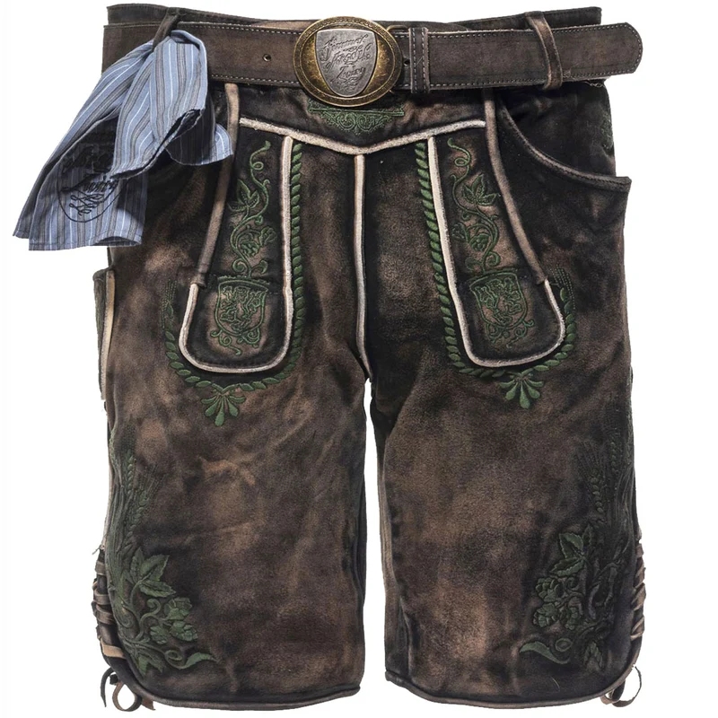 Himmel Arsch und Zwirn Lederhose Braumeister Alt Kohle Olive