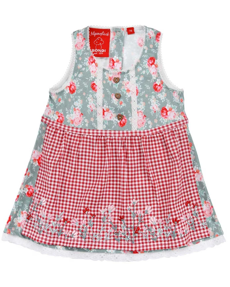 BONDI Baby Mädchen Dirndl "Blumenallover" 86846 | Grün Rot