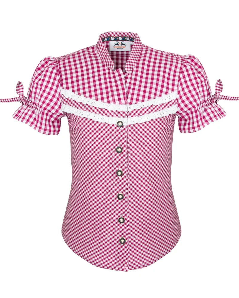 MADDOX Kinder Trachten Bluse "Emma" | Beere kariert