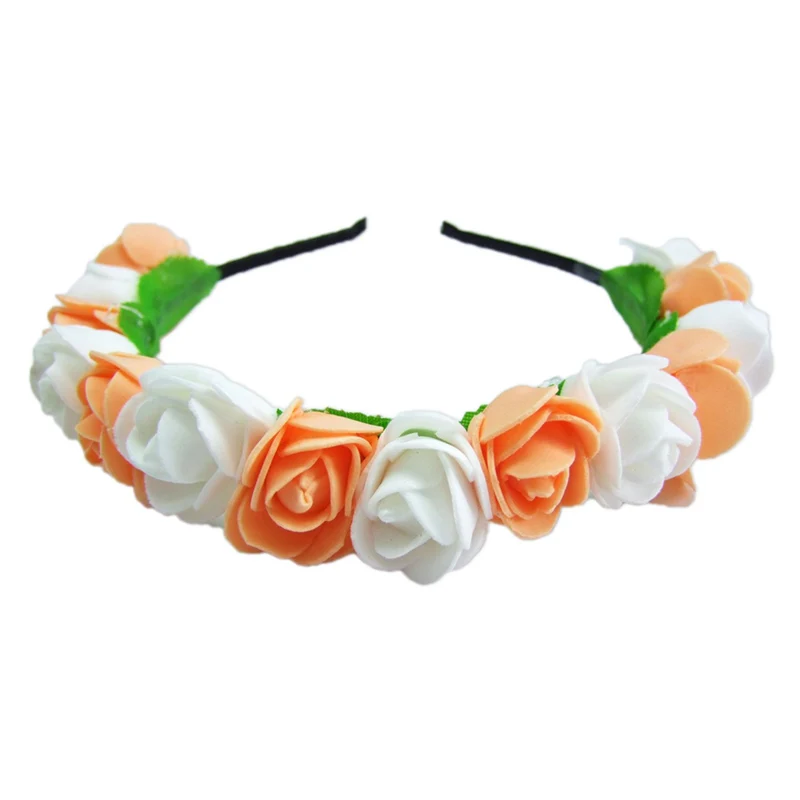 Blumen Haarreif mit Rosen | Apricot Weiß