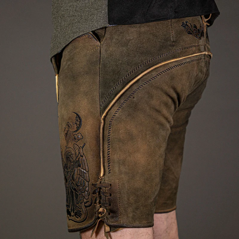 Himmel Arsch und Zwirn Lederhose St. Virtus Rustik Panther Schwarz