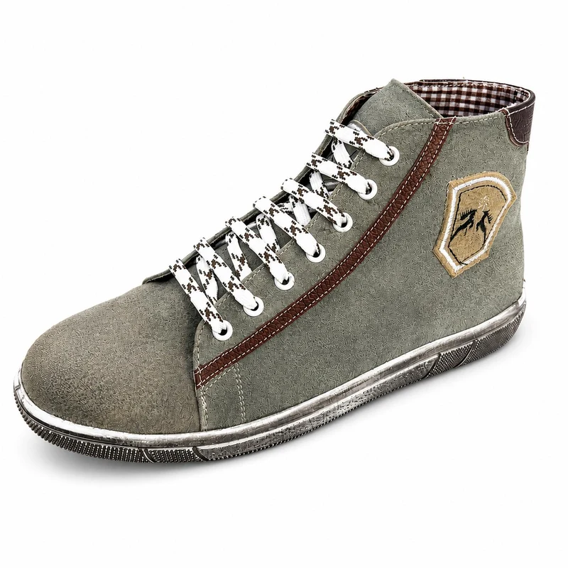 MADDOX Trachten Leder Schuhe Hohe Sneaker "Marinus" | Marmor/Stein